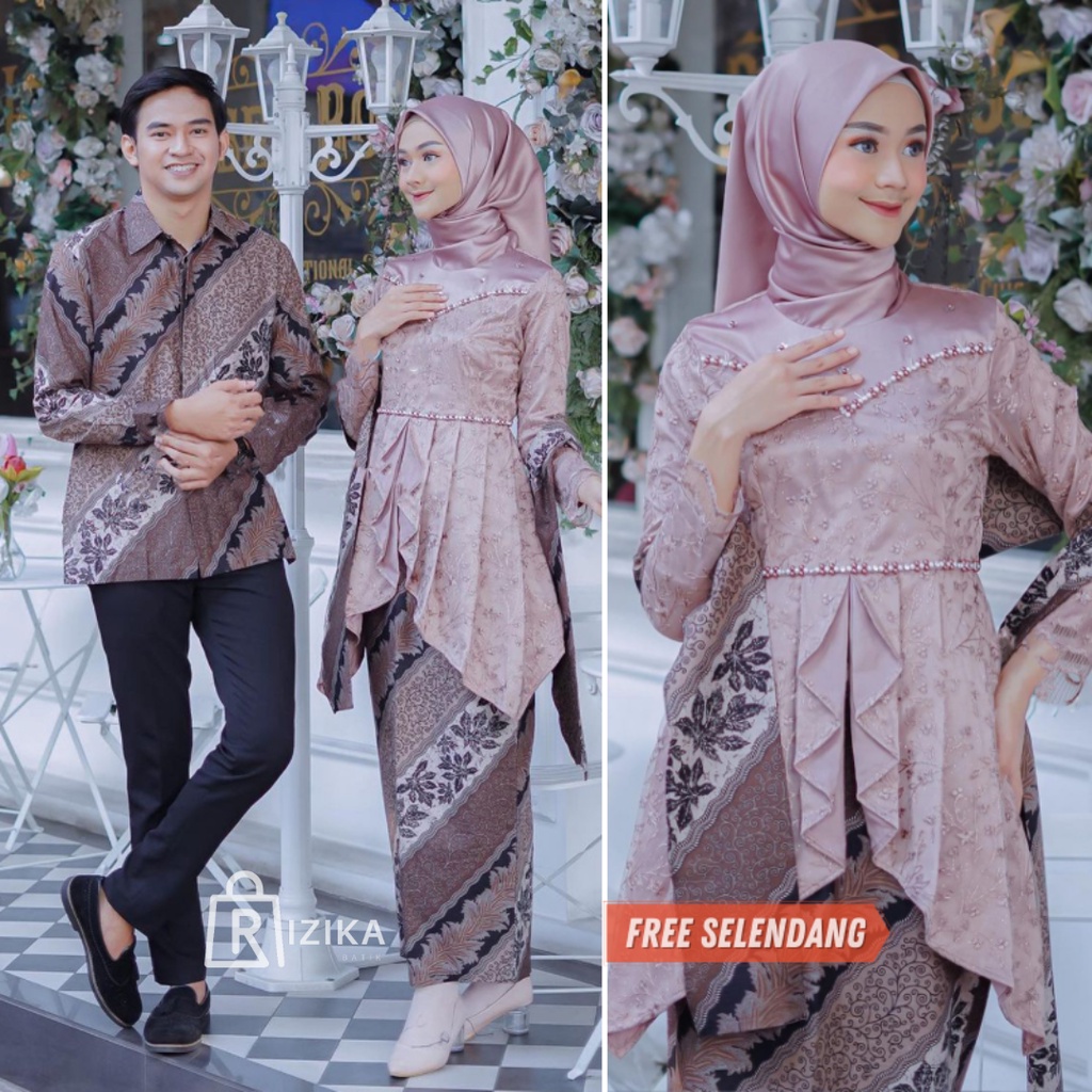 Kebaya Couple Wisuda Modern Setelan Kebaya Brokat Lamaran Baju Tunangan Batik Brukat Terbaru Baju Couple Pasangan Kondangan Terbaru 2022