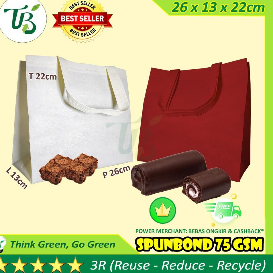 

TAS KUE BROWNIES BOLU 26x13cm NASI BENTO KUE KOTAK SPUNBOND GOODIE BAG BUKAN PAPER BAG