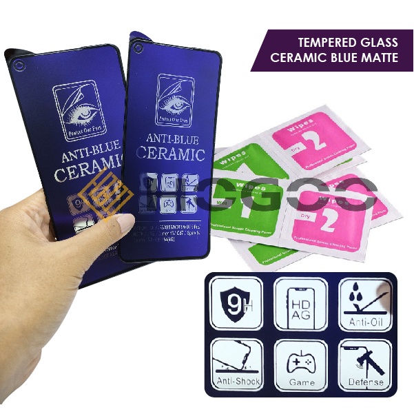 HOGOO TEMPERED GLASS - ANTI GORES CERAMIC ANTI BLUE MATTE REALME C12 C15 C17 C20 C21 C25 NARZO 30A X XT