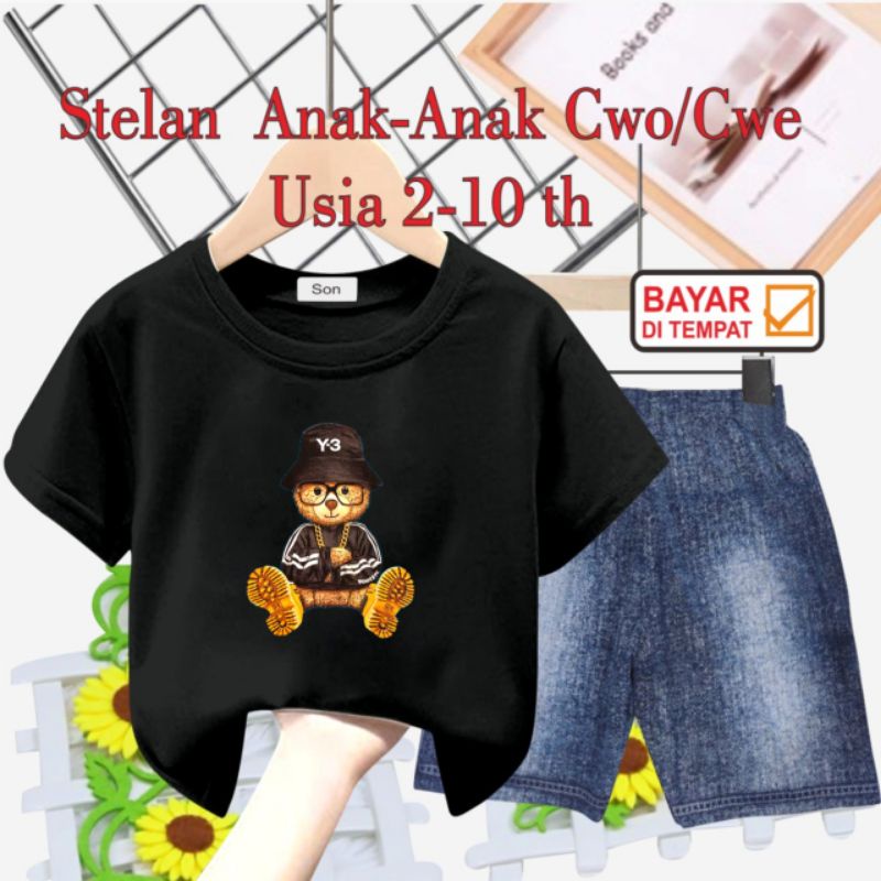 STELAN ANAK UNISEX/CELANA SEMI JEANS USIA 2 THN-10 THN(BEAR Y3)