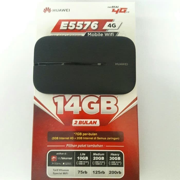 Mifi Router Modem Wifi 4G Huawei E5573 Telkomsel Unlocked Free 14Gb Terlaris