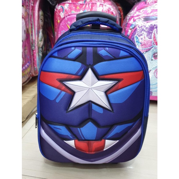PROMO TERMURAH - TERBAIK Tas Anak Sekolah Trolley TK Motif 3D Timbul IMPORT ( ZOOM - RAINBOW - ROSE - STRONG )