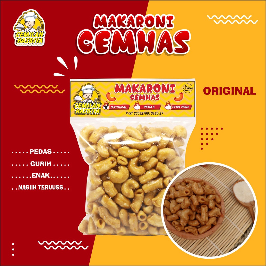 Makaroni cemhas isi 50pcs cemilan hasbiya, makaroni bantet extra pedas,camilan makaroni bantet tasikmalaya