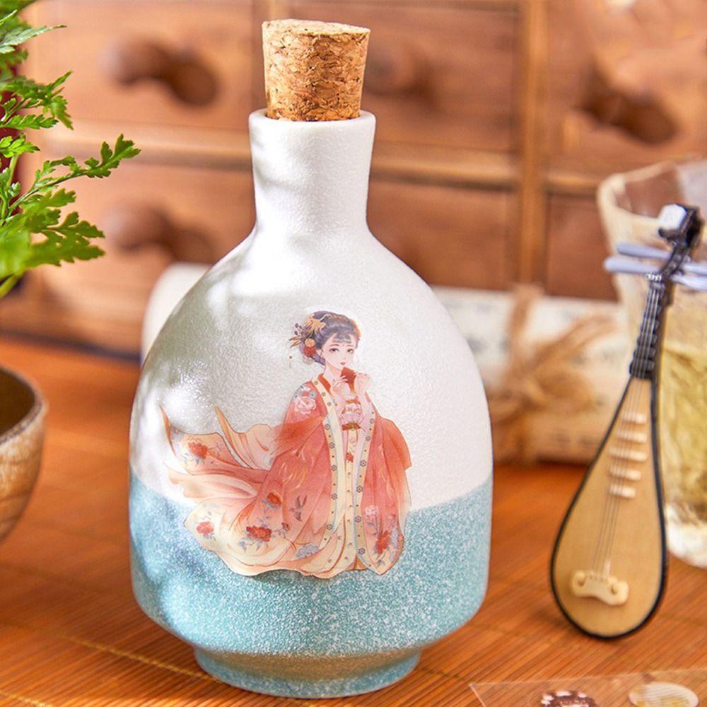 LANFY Stiker Alat Tulis 30lembar Self Adhesive Album Planner Tangan Akun Stiker Hias Hanfu Cewek Bahan Decals