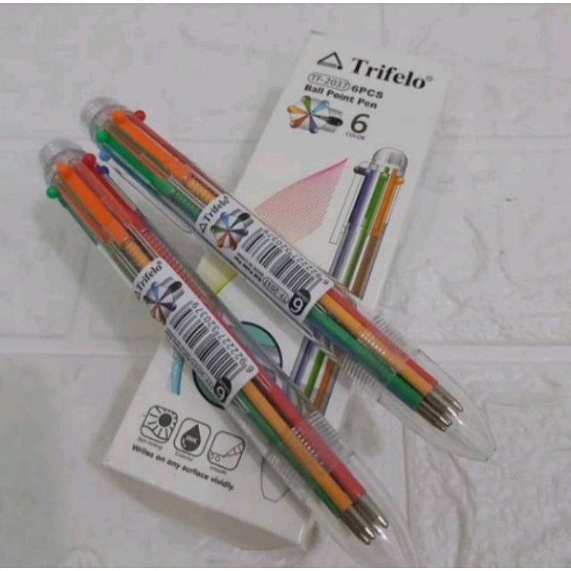 

PULPEN BALLPOINT PENA BOLPEN TRIFELO 6 WARNA