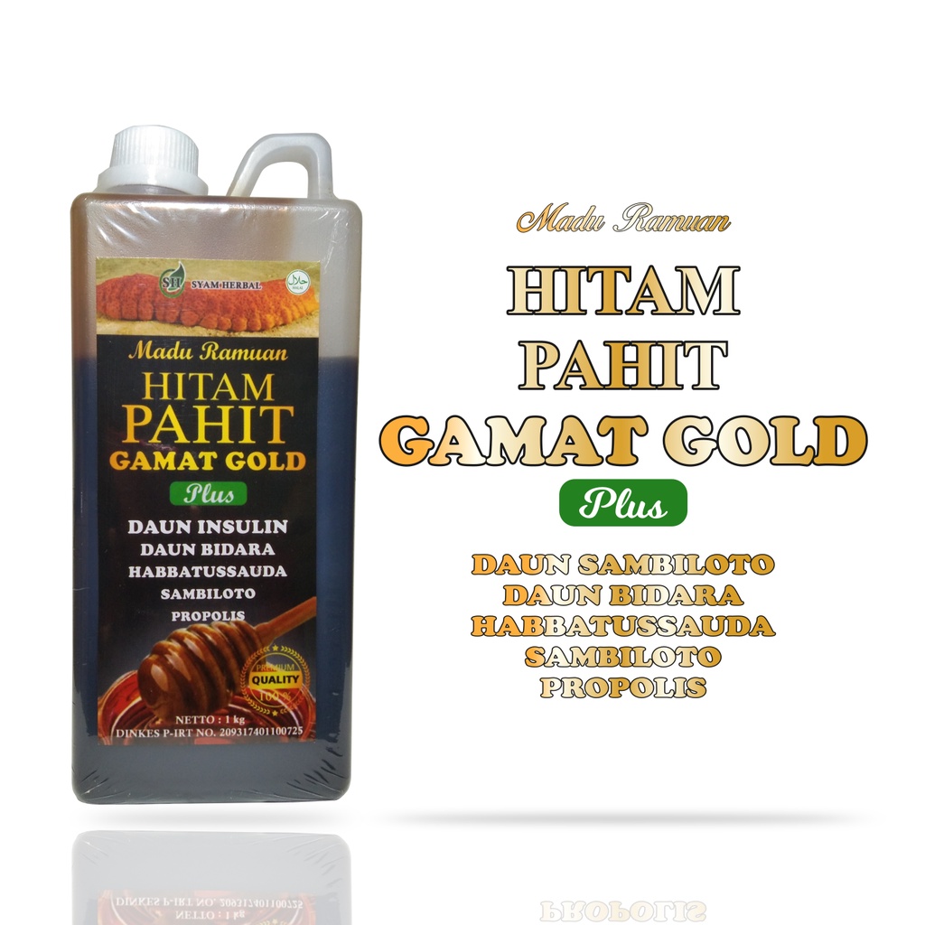 Ramuan Madu Hitam Pahit Gamat Gold Plus Daun Bidara Daun Insulin Propolis Habbatussauda Syam Herbal 1000 Gr