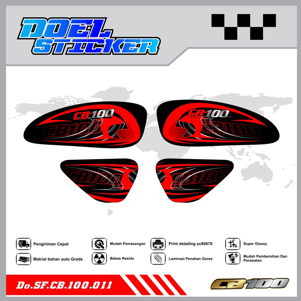 Sticker Striping Honda CB 100 List Variasi Hologram , Crome Doel 011