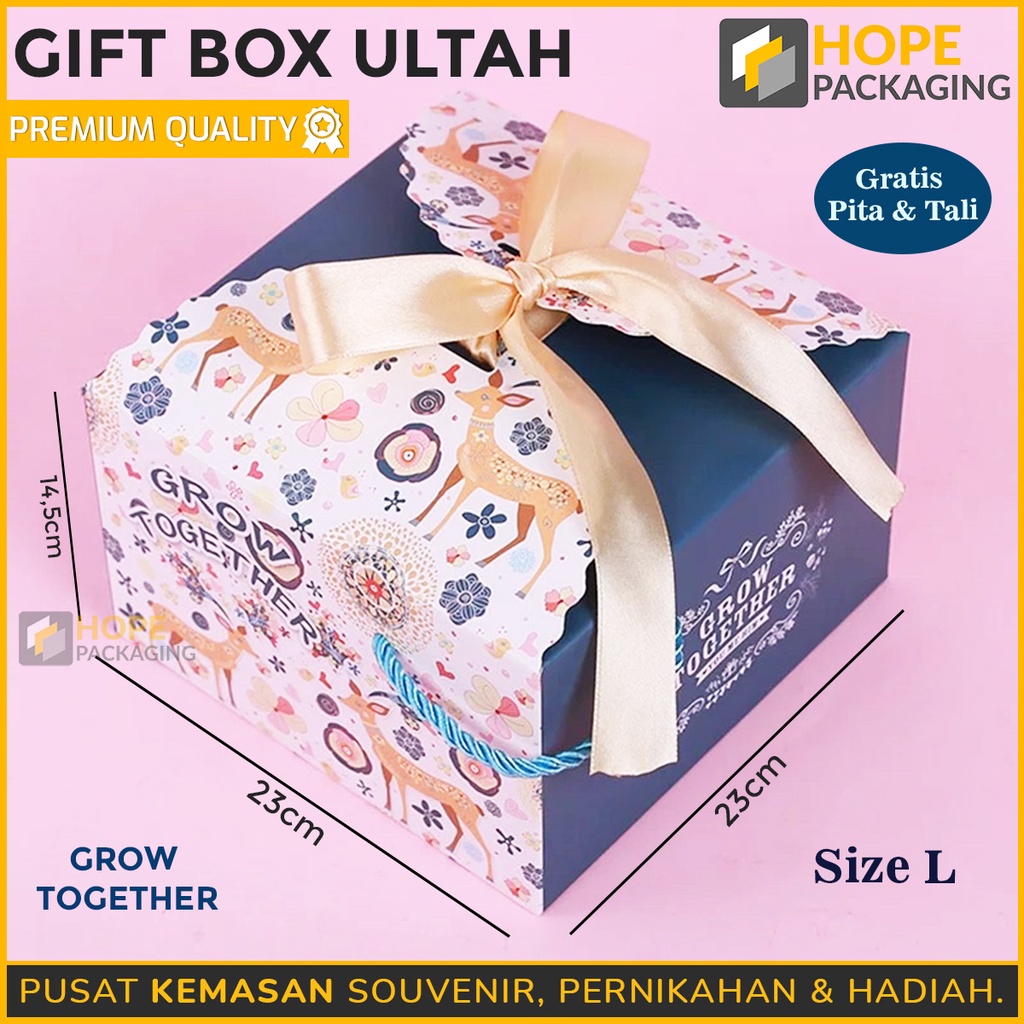 Gift box  Ulang Tahun Anak Motif Macan Dino Fancy bunga Navy / Hampers Happy birthday Plus Pita  Hadiah / Kotak pink navy hijau tosca