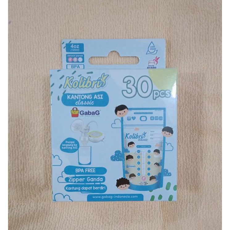 KANTONG ASI GABAG KOLIBRI 120ML ISI 30 LEMBAR / PLASTIK ASI / PLASTIK KLIP ASI / MENYUSUI / PUMPING
