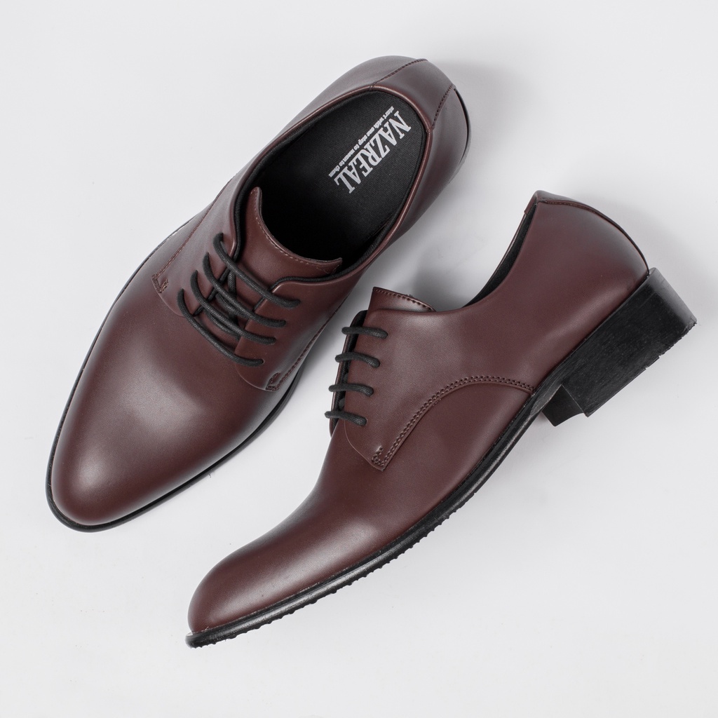 Barney Maroon | Sepatu Oxford Pantofel Hitam Pria Pantopel Tali Formal Casual Kerja Cowok Ori | FORIND Nazreal