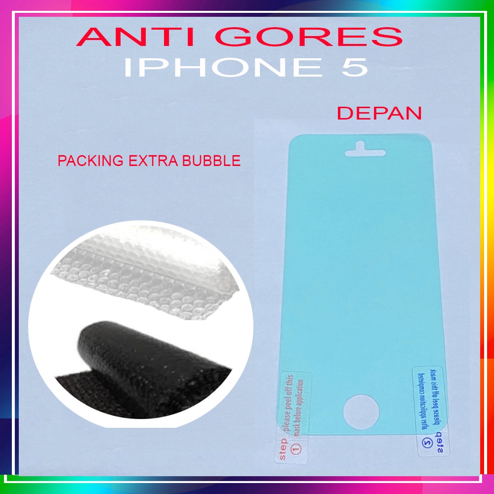 Antigores iphone 5 Bagian Depan &amp; Belakang Pelindung Layar Handphone Anti Gores Aksesoris Made In Japan Material Clear