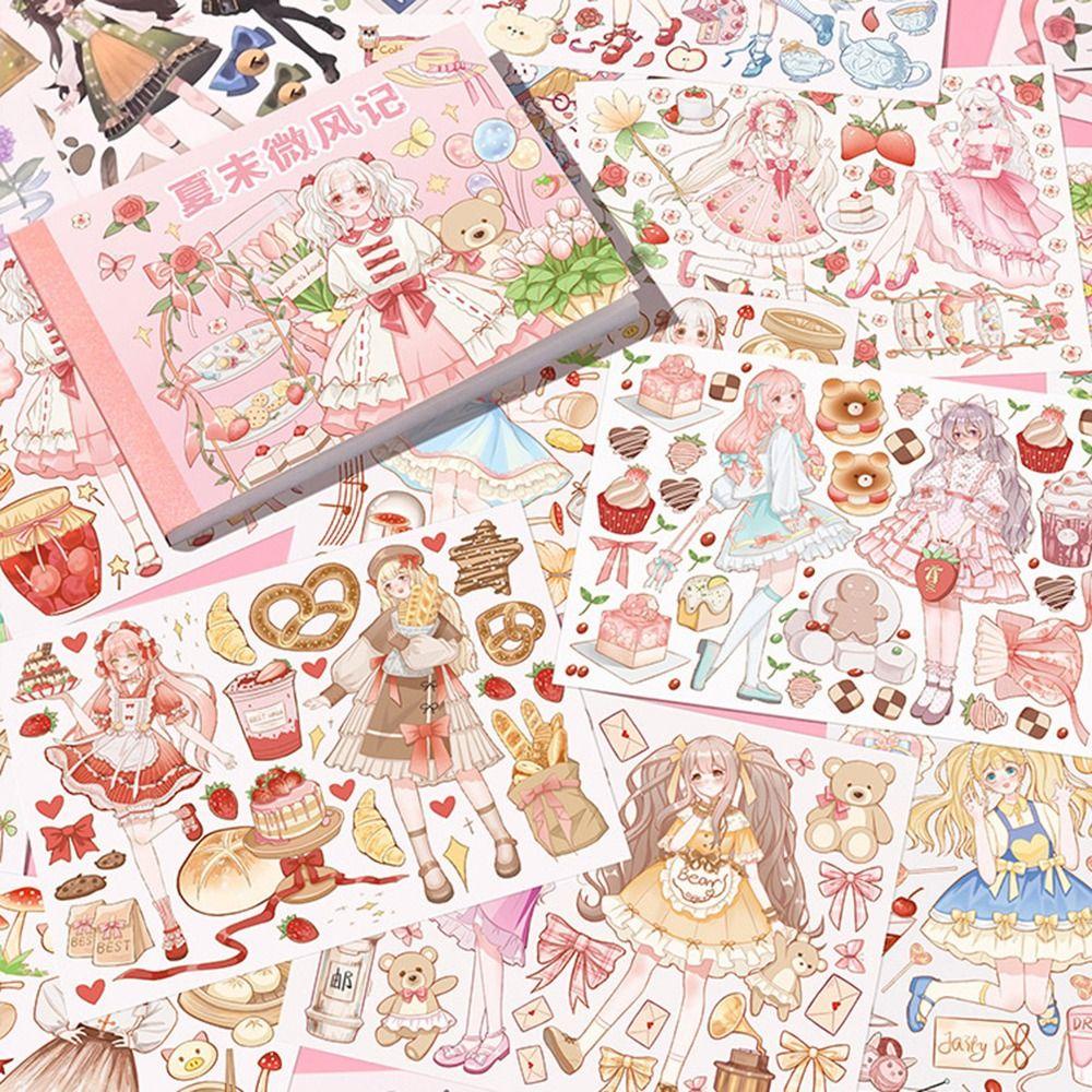 Agustinina Stationery Stiker Buku Gadis Manis Kawaii Tangan Akun DIY Album Foto Perlengkapan Kantor Sekolah Jurnal Sumber Bahan Decals