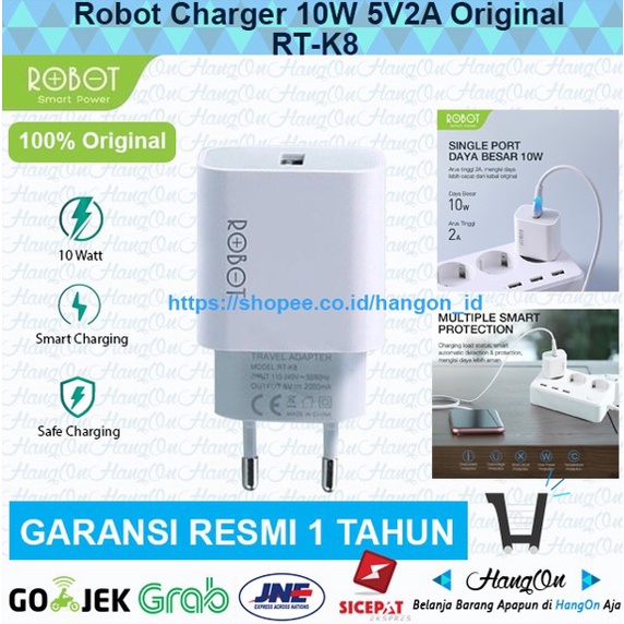 Robot Charger RT-K8 10W 5V2A / 5V 2A Kepala Adaptor RT K8 Gadget CCTV