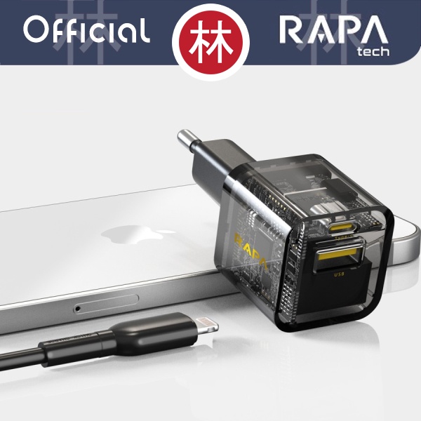 RAPAtech CH3050 - POWER CRYSTAL I - QC + PD30W Charger Mini 2 Port 30W