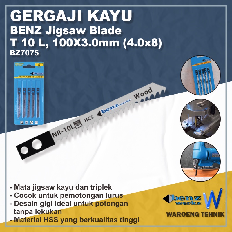 Gergaji Jigsaw Kayu BENZ Jigsaw Blade No.10 100 x 3.0 (4"x8) EXTRA LONG BZ-7075