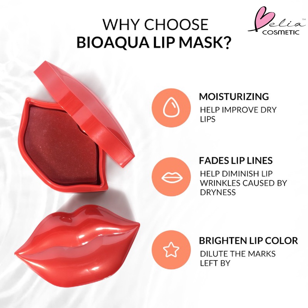 ❤ BELIA ❤ BIOAQUA Masker Bibir Cherry Collagen | 24K Gold Moisturizing Essence Lip Mask 60g masker perawatan bibir memudarkan kerutan bibir | BPOM