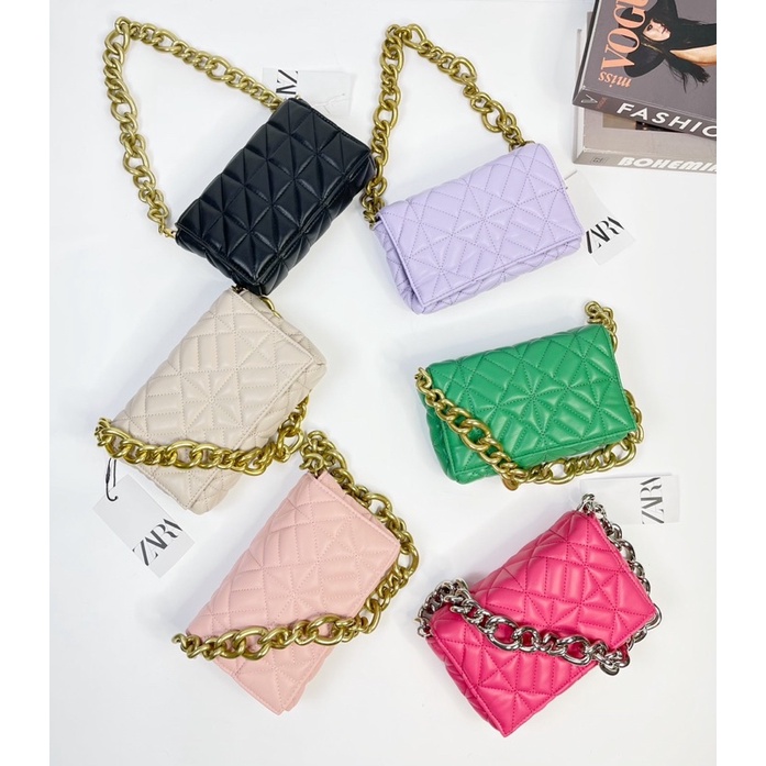 SALE - Tas Wanita Fashion ZR Quilted With Chain Shoulder Bag - 9004#