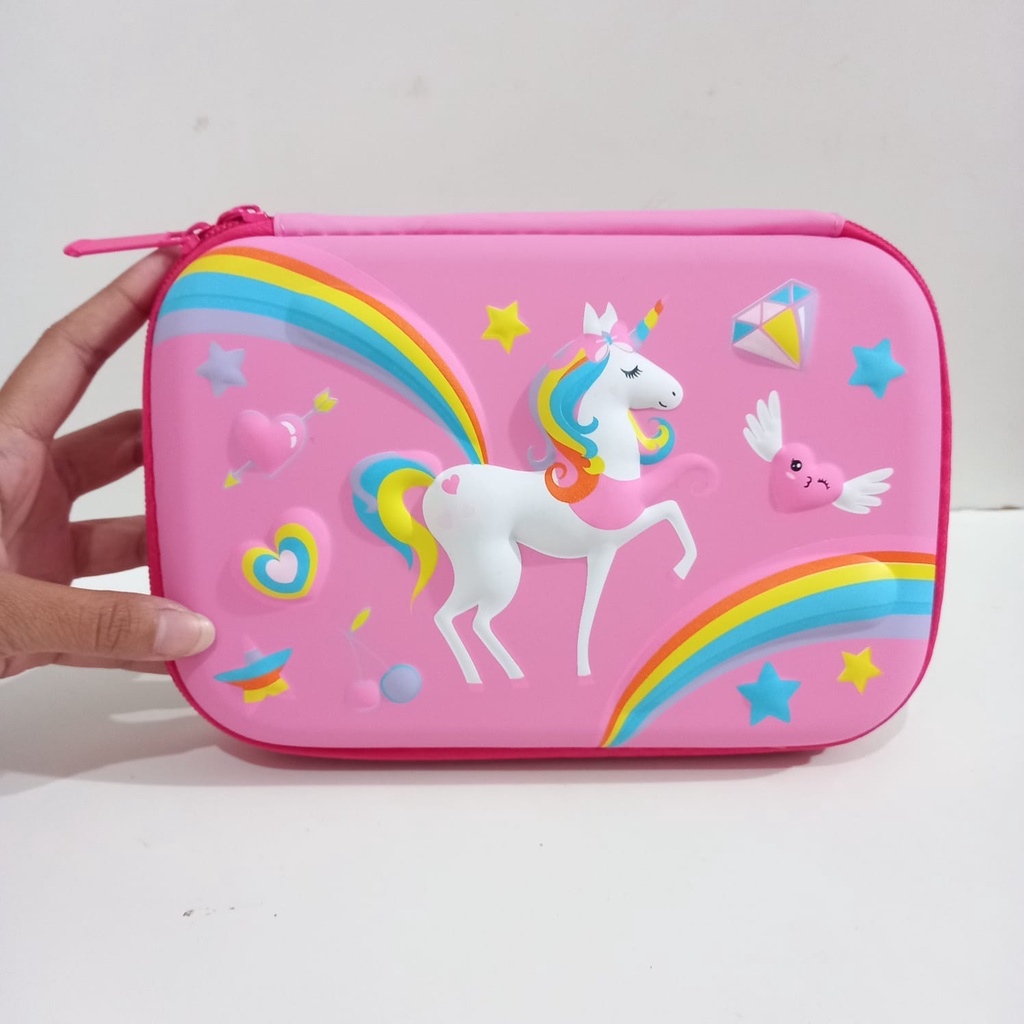 Kotak Pensil 3D Timbul Pencil Case Anak Perempuan Unicorn Diamond ori Import Hadiah Ulang Tahun Anak Perempuan