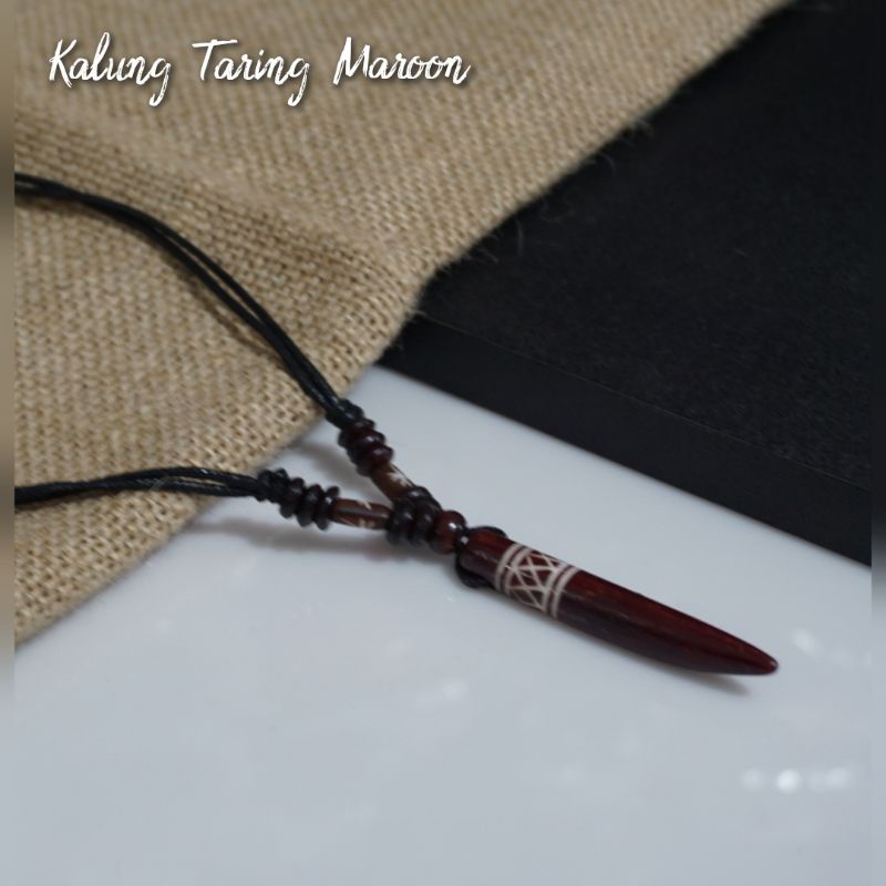 Kalung Liontin Kujang,Taring,Rasta Bahan Tulang Asli