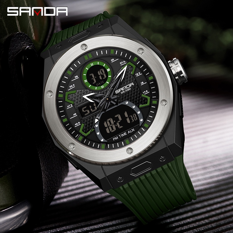 SANDA 3138 Jam Tangan Pria Digital Analog EL Backlight Sport Watch Anti Air WATCHKITE WKOS