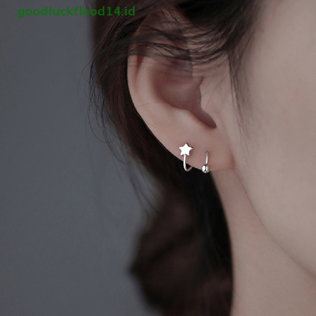 1 Pc Anting Stud Bentuk Bintang Hati Bahan Stainless Steel Untuk Wanita