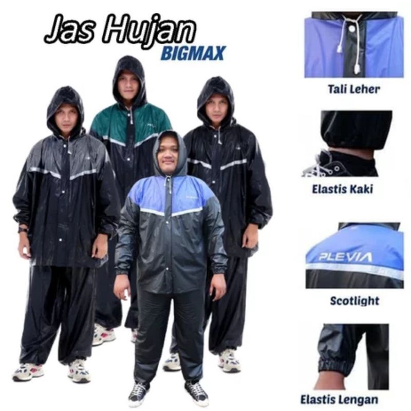 Setelan Jas Hujan Jumbo Size XXXL Plevia Bigmax - Mantol Jaket Celana Big Size