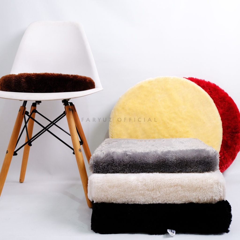 SUPER EMPUK Bantal/Alas Duduk 40x40cm Tebal 8cm & 5cm Bulat/Kotak Busa Bulu Rasfur Lesehan Kursi