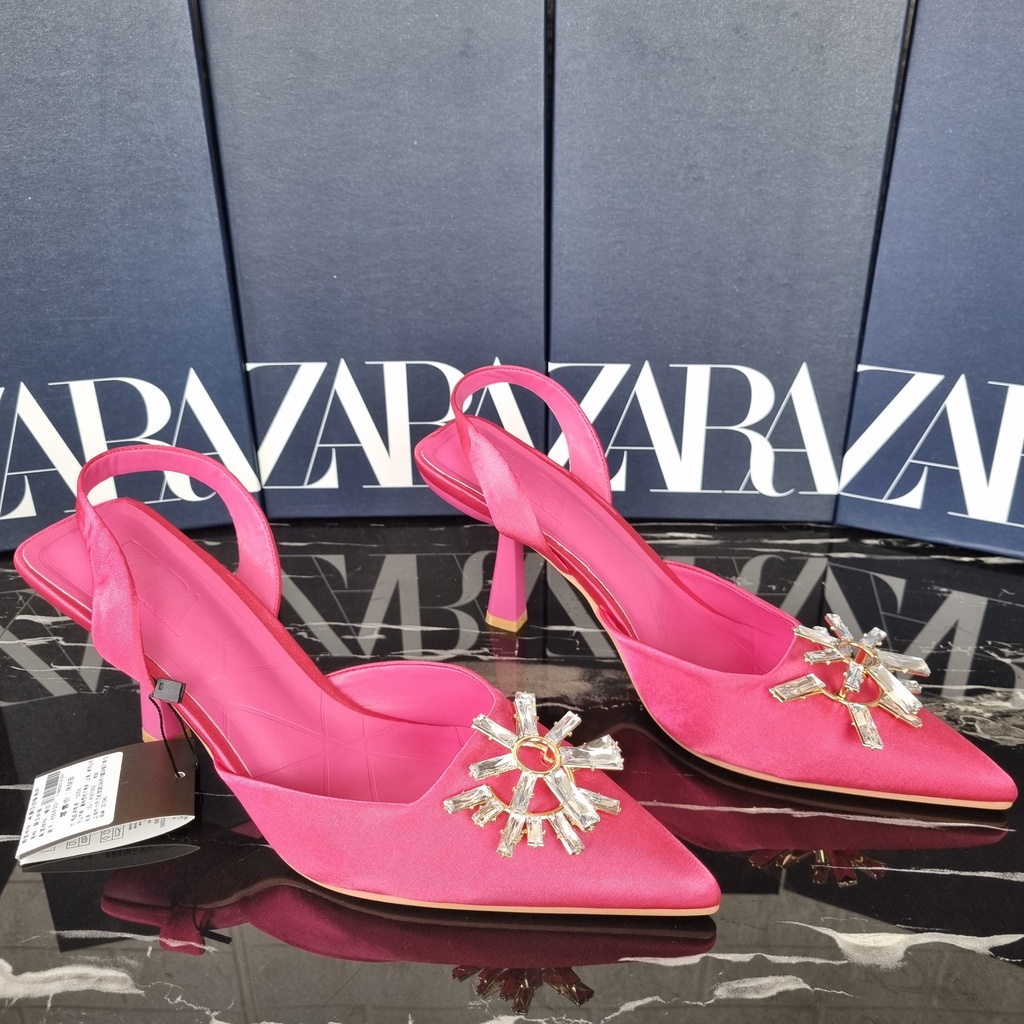 SEPATU ZR WANITA HEELS SLING BACK SATIN - SZR042