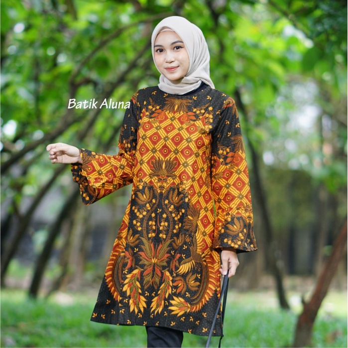 Seragam Kerja Kantor Wanita Batik Tunik Muslim Premium TBA 095