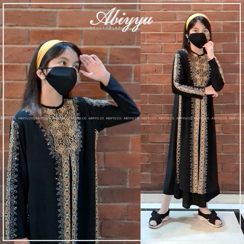 Abiyyuco TA8015A | Gamis Abaya Turkey Anak (Bonus Masker) / Gamis Abaya Turki Anak / Bisa Dipesan Couple dengan abaya Ibunya, ready untuk anak usia 4 sampai 13 tahun, Bahan Jersey dan Ceruty, ready 8 warna