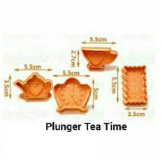 Set Isi 4 Cetakan Kue Kering Cookies Cutter Plunger Bentuk Tea Time Cetakan Roti Cetakan Fondant Cookies Cetakan Kue Kering