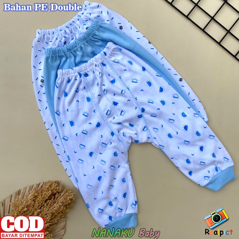 Isi 3 PCS Celana Bayi Baru Lahir Celana Pempers Panjang Bayi Seri Biru Usia 0-3 Bulan - Ana Baby