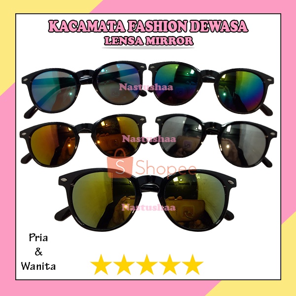 Kacamata Wanita Pria Anti UV400 Sunglasses Lensa Mirror Kaca Mata Hitam Fashion Gaya Unisex NOCASE