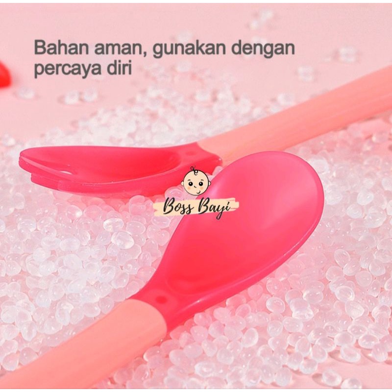 BOSS BAYI - Sendok Garpu Silikon Sensor Suhu