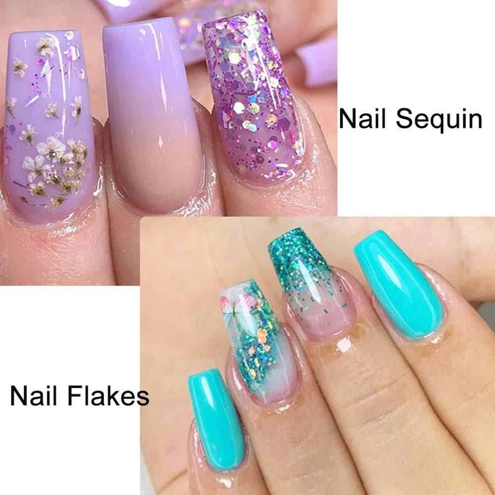 Mxbeauty Nail Art Sequin Warna-Warni Ultra-Tipis Laser Manicure Aksesoris