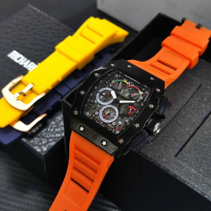 Jam Tangan Pria RM Richard Mile Crono Aktif Free Tali Cadangan - RM Orange Crono Aktif 62737