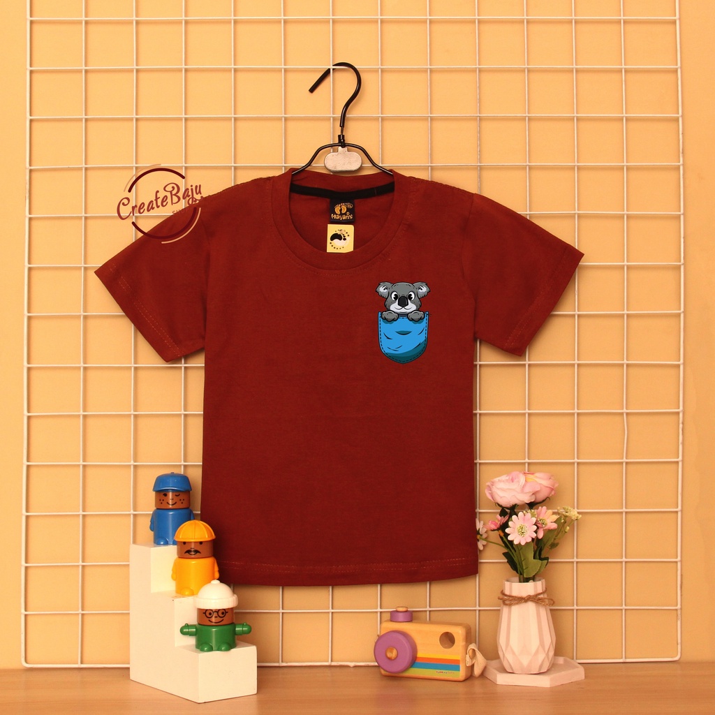 KAOS ANAK LAKI POCKET KOALA 1-7 TAHUN BAJU ATASAN ANAK LAKI FASHION TERMURAH BAHAN KATUN