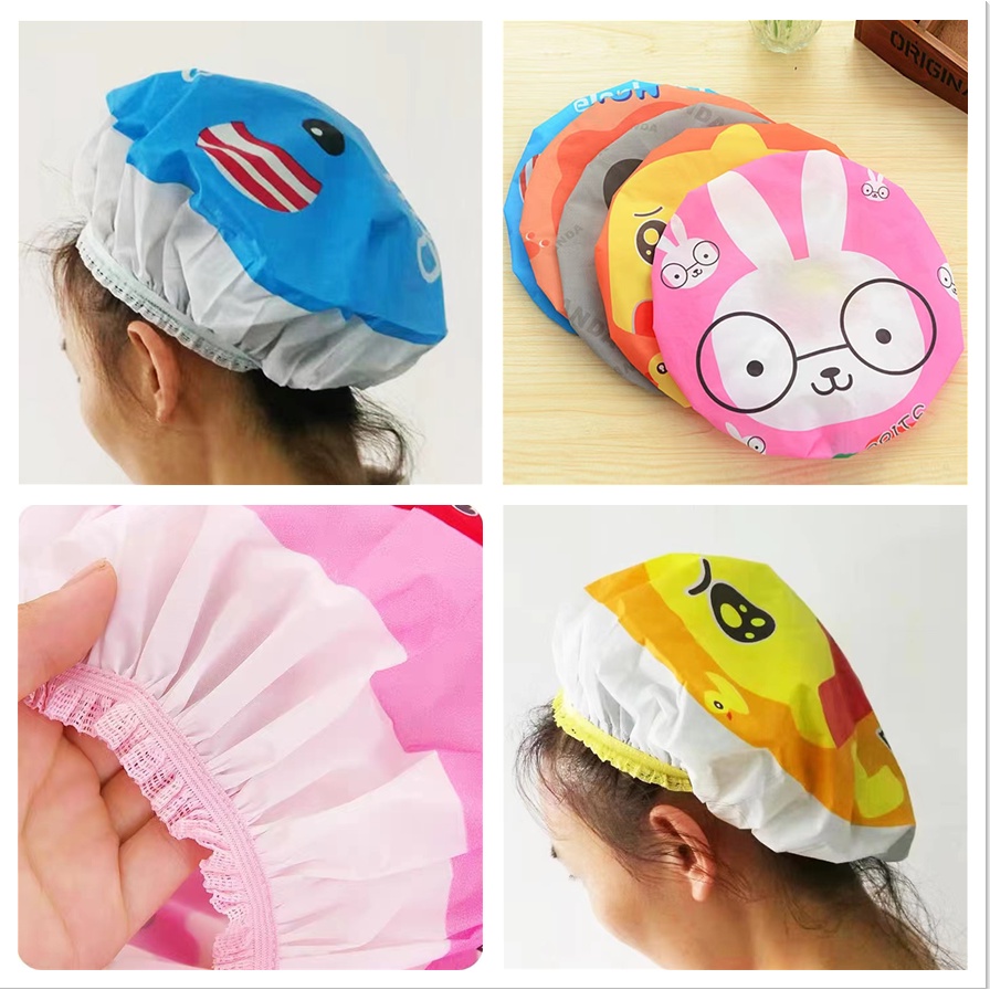 Shower Cap Plastik Penutup/penutup rambut tahan air/topi mandi pola kartun