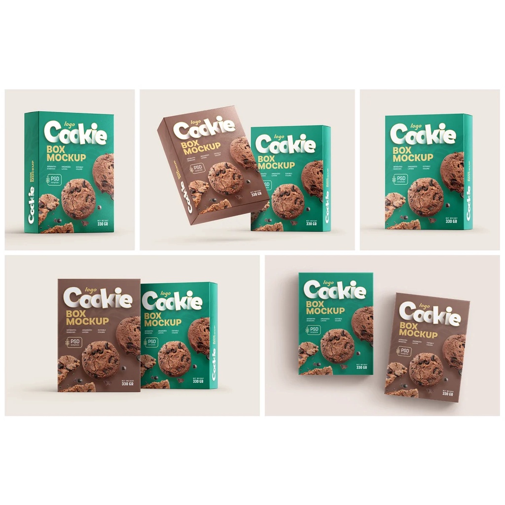 Cookies Box Packaging Mockup Set