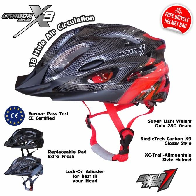 Helm sepeda SingleTrek CarbonX Plain Color MTB Roadbike Seli Lipat