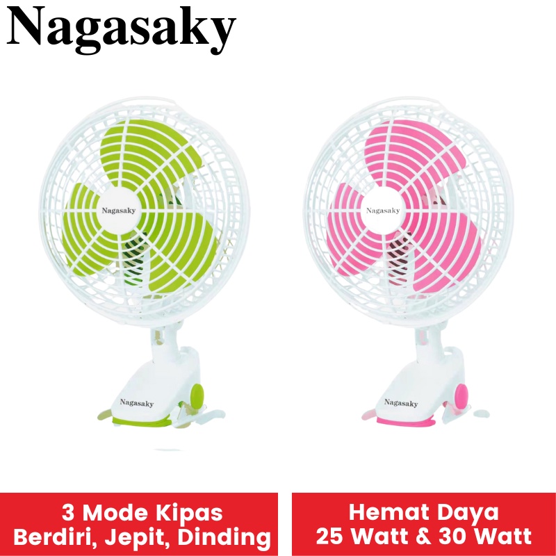 Kipas Angin Nagasaky 3 Fungsi Kipas Meja Jepit Dinding 8 inch | Desk Wall Fan  diameter 20 cm