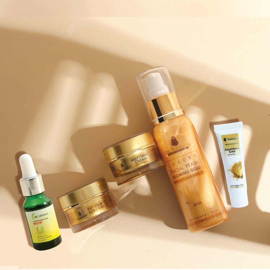 (dr. Ferihana) Skincare Paket Glowing dan Anti Flek Gold Series