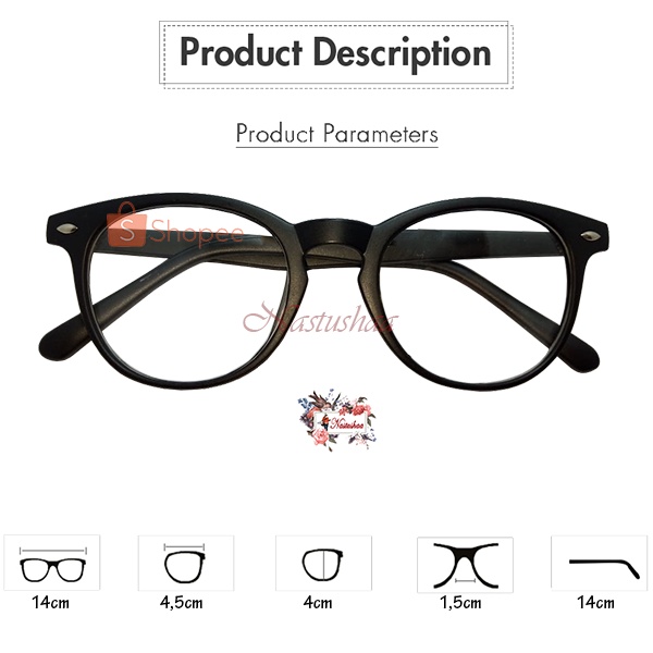 Kacamata Fashion Lensa Normal Frame Oval bulat dewasa wanita pria Kaca Mata Gaya Transparan ringan Unisex NOCASE