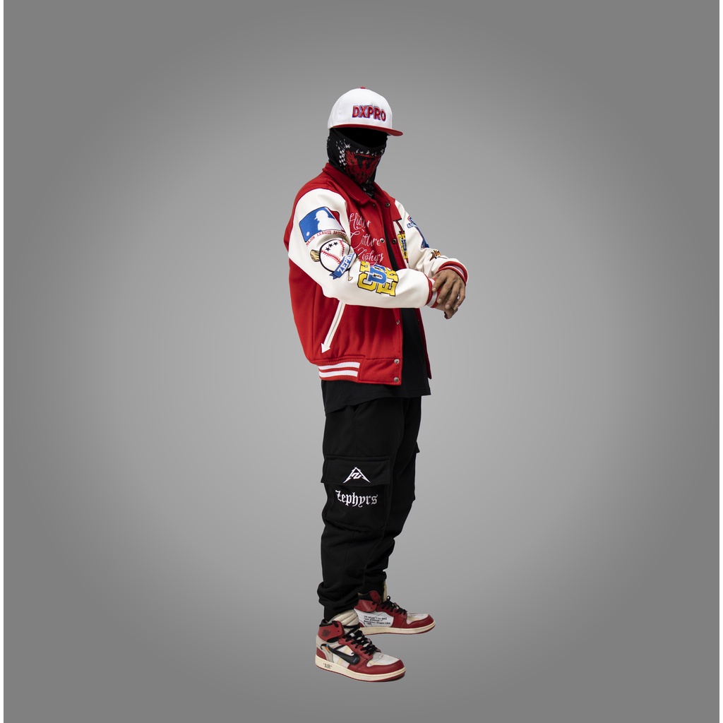 VARSITY Jacket Baseball HIT AND RUN CHEERS UP BORDIR
