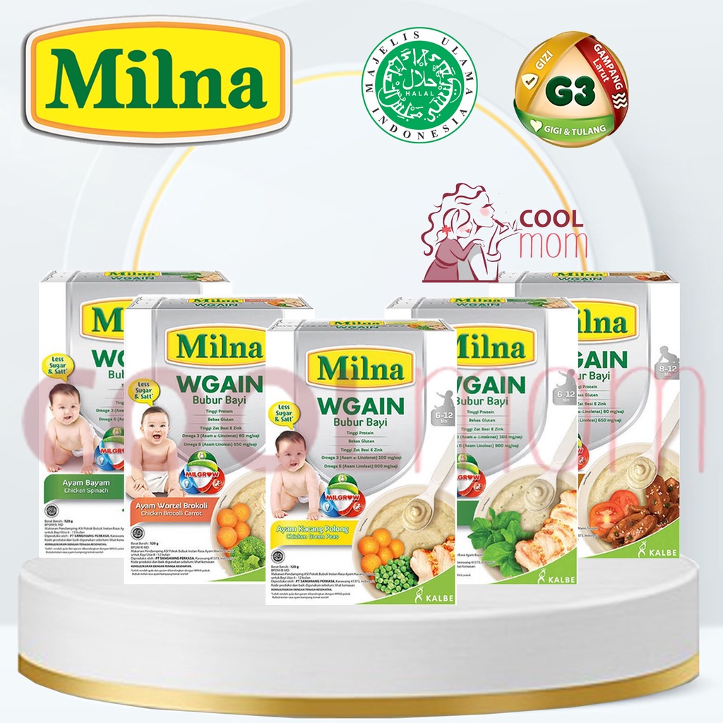 Milna Bubur Bayi Wgain 6+ dan 8+ 120g sereal mpasi bayi makanan cemilan anak