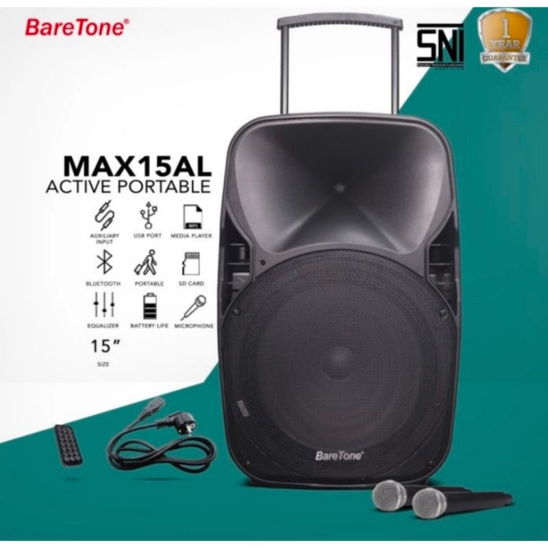 GROSIR SPEAKER PORTABLE BARETONE 15 INCH MAX15AL BLUETOOTH