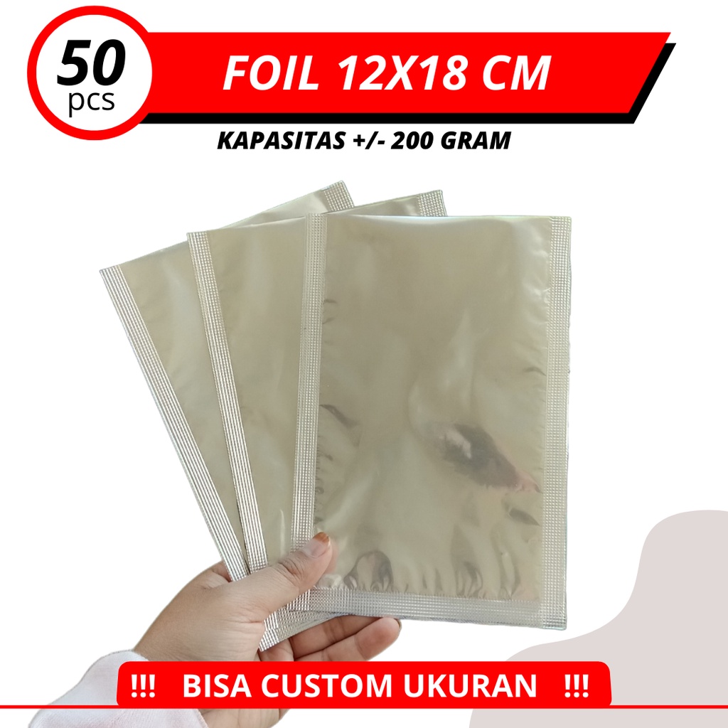 KEMASAN ALUMUNIUM FOIL SACHET / KEMASAN FOIL / KANTONG FOIL 12X18
