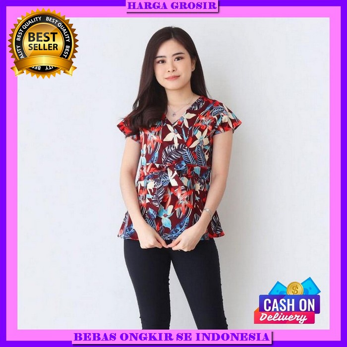 Blouse Cewek Kekinian Buju Cewek Formal Kemeja Dewasa Casual Baju Batik Wanita Atasan Kerja Casual A