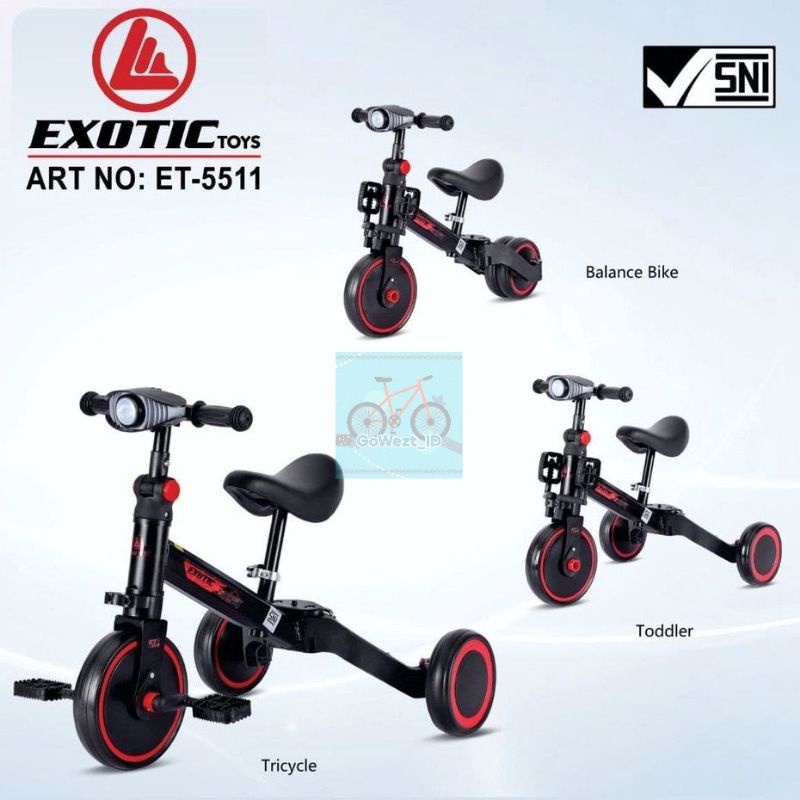 Push Bike Balance Bike Sepeda Roda Tiga Tricycle EXOTIC ET-5511 / ET-709 Sepeda Toddler Anak | High Quality
