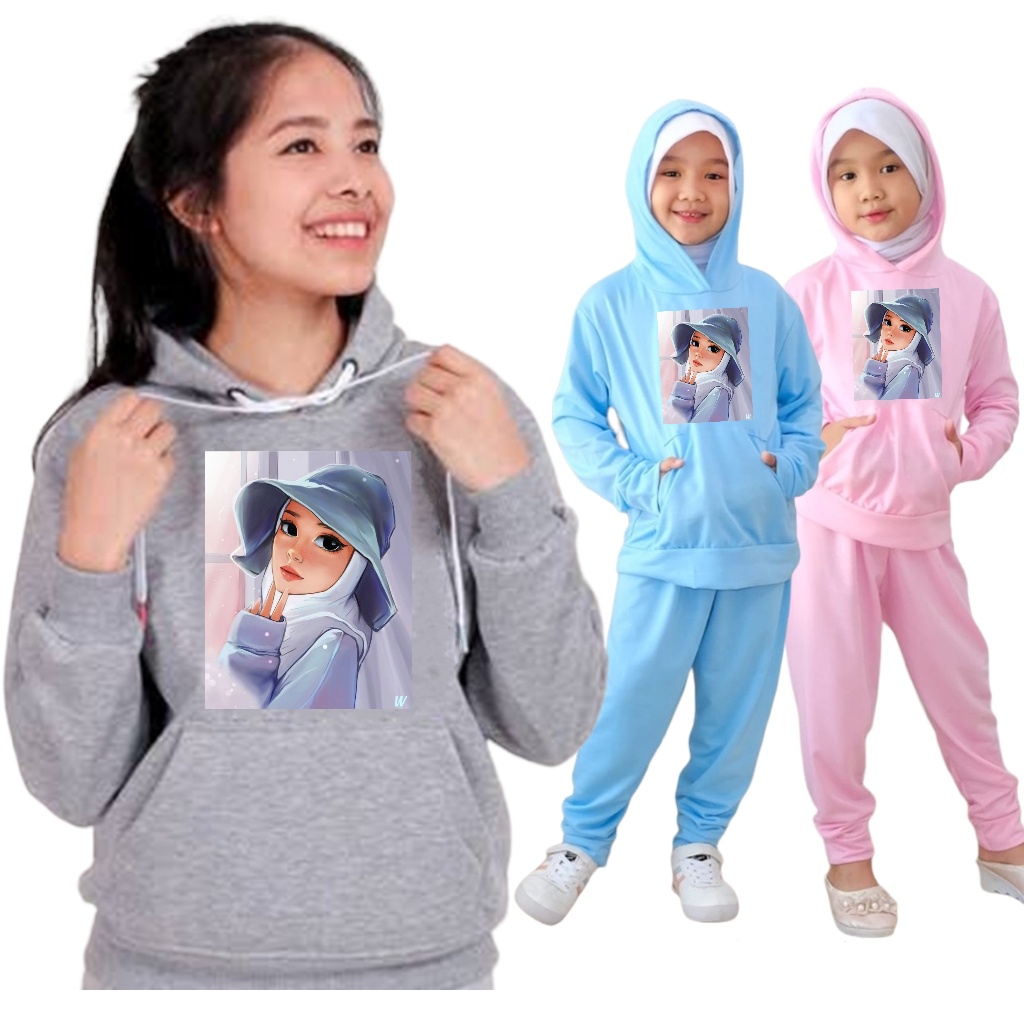 YVF - SWEATAER HOODIE SETELAN ANAK MOTIF HIJAB 16